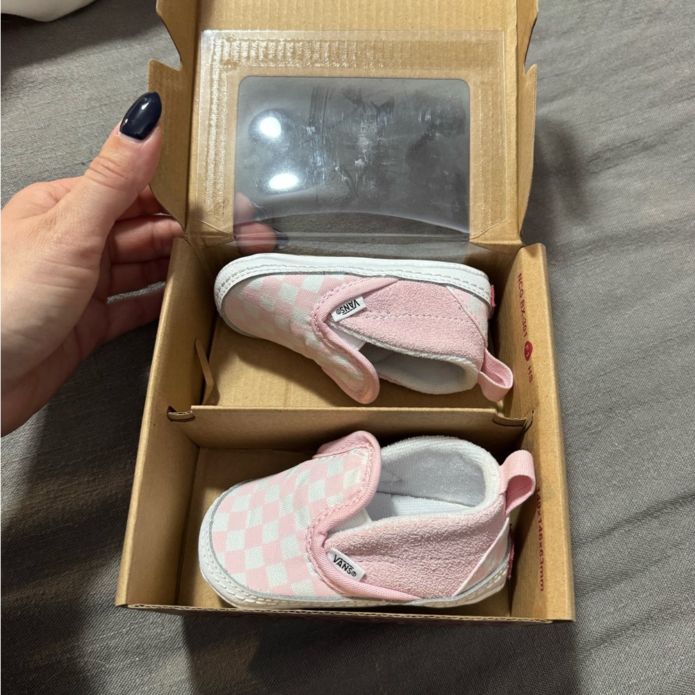 Vans Pink Checkered Baby Slip-On Shoes